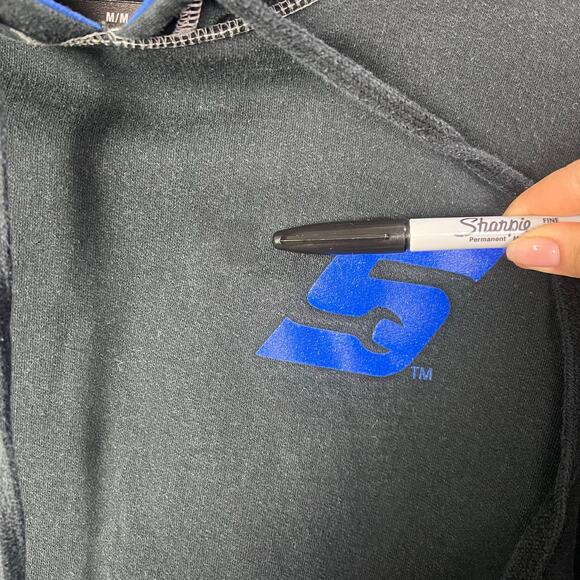 Choko Motorsports Snap On Hoodie Sweatshirt Pullover Size M Black/Blue - Picture 10 of 10